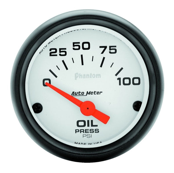 Autometer Phantom 52mm 0-100 PSI Electric Oil Pressure Gauge - Bull Strap