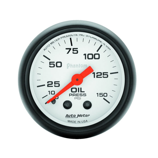 Autometer Phantom 52mm 150 PSI Mechanical Oil Pressure Gauge - Bull Strap
