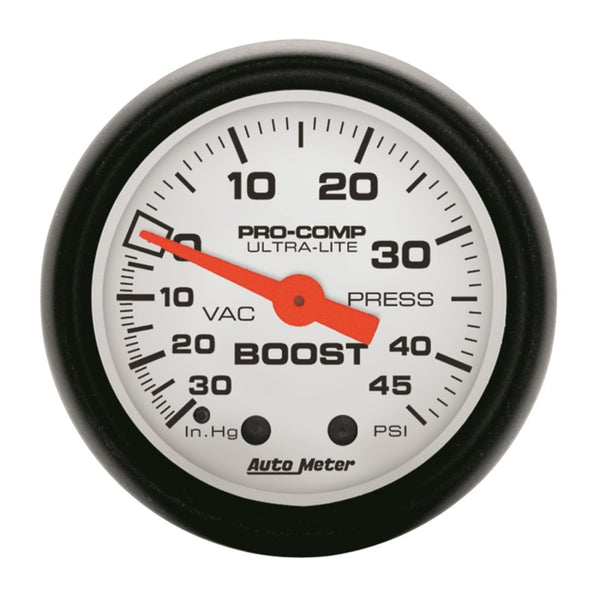 Autometer Phantom 52mm 30in Hg-Vac/45PSI Mechanical Vacuum/Boost Gauge - Bull Strap