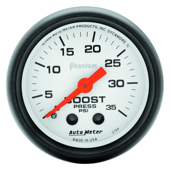 Autometer Phantom 52mm 35 PSI Mechanical Boost Gauge - Bull Strap