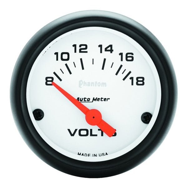 Autometer Phantom 52mm 8-18V Electronic Voltmeter Gauge - Bull Strap