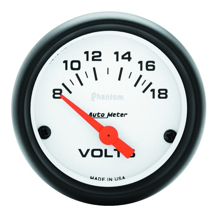 Autometer Phantom 52mm 8-18V Electronic Voltmeter Gauge - Bull Strap
