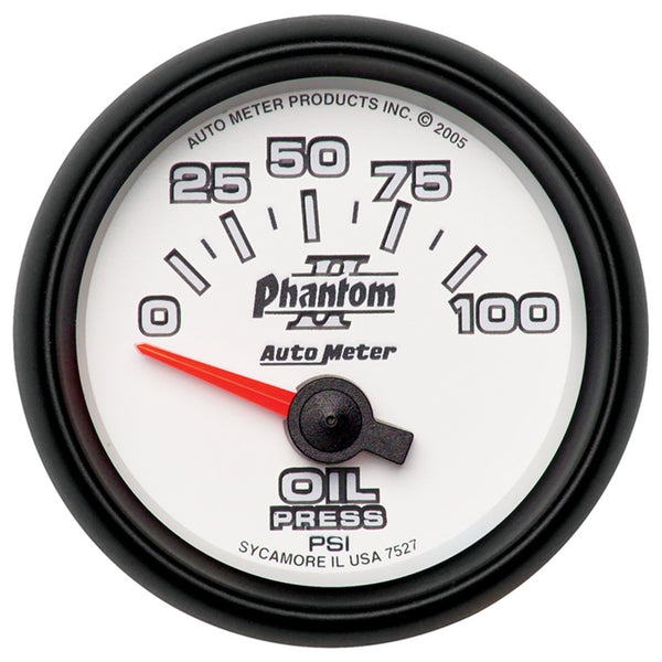 Autometer Phantom II 52mm Short Sweep Electronic 0-100psi Oil Pressure Gauge - Bull Strap
