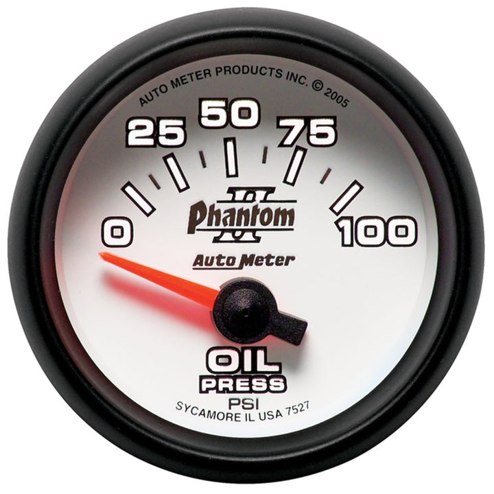 Autometer Phantom II 52mm Short Sweep Electronic 0-100psi Oil Pressure Gauge - Bull Strap