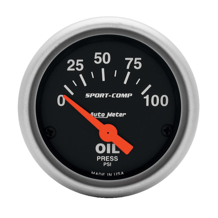 Autometer Sport-Comp 52mm 0-100 PSI Electronic Oil Pressure Gauge - Bull Strap