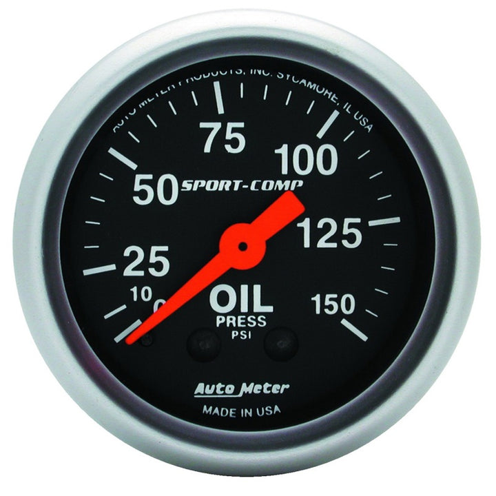 Autometer Sport Comp 52mm Mechanical 0-150 PSI Oil Pressure Gauge - Bull Strap