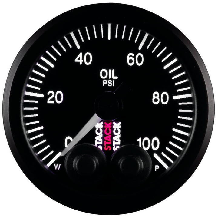 Autometer Stack Instruments Pro Control 52mm 0-100 PSI Oil Pressure Gauge - Black (1/8in NPTF Male) - Bull Strap