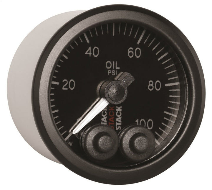 Autometer Stack Instruments Pro Control 52mm 0-100 PSI Oil Pressure Gauge - Black (1/8in NPTF Male) - Bull Strap