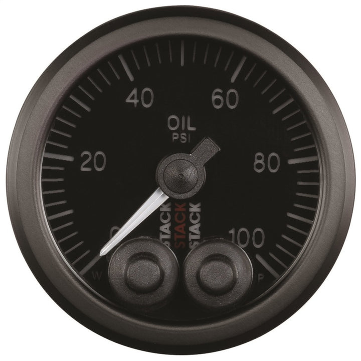 Autometer Stack Instruments Pro Control 52mm 0-100 PSI Oil Pressure Gauge - Black (1/8in NPTF Male) - Bull Strap