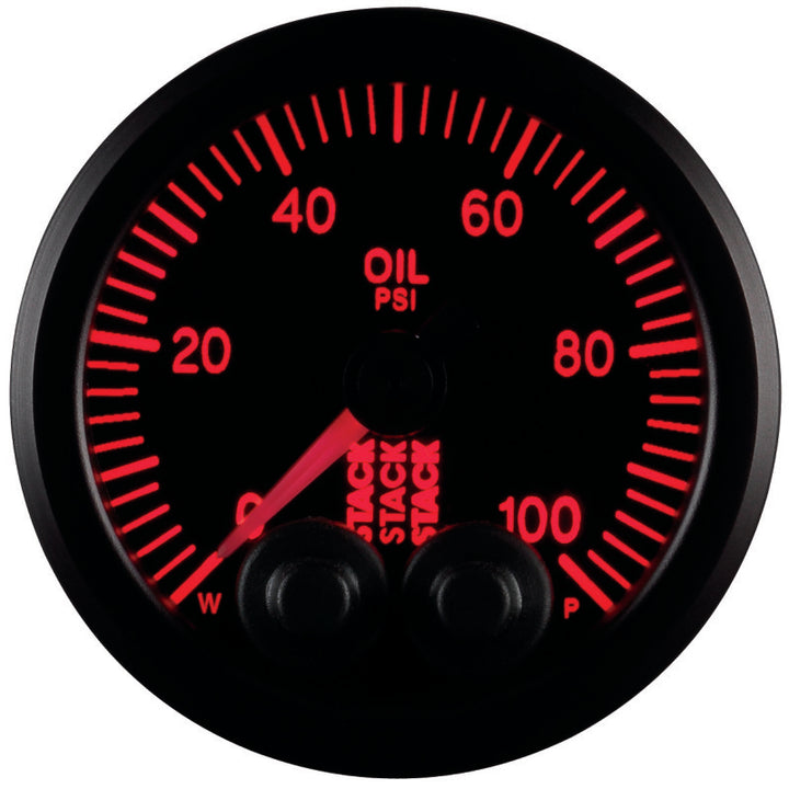 Autometer Stack Instruments Pro Control 52mm 0-100 PSI Oil Pressure Gauge - Black (1/8in NPTF Male) - Bull Strap