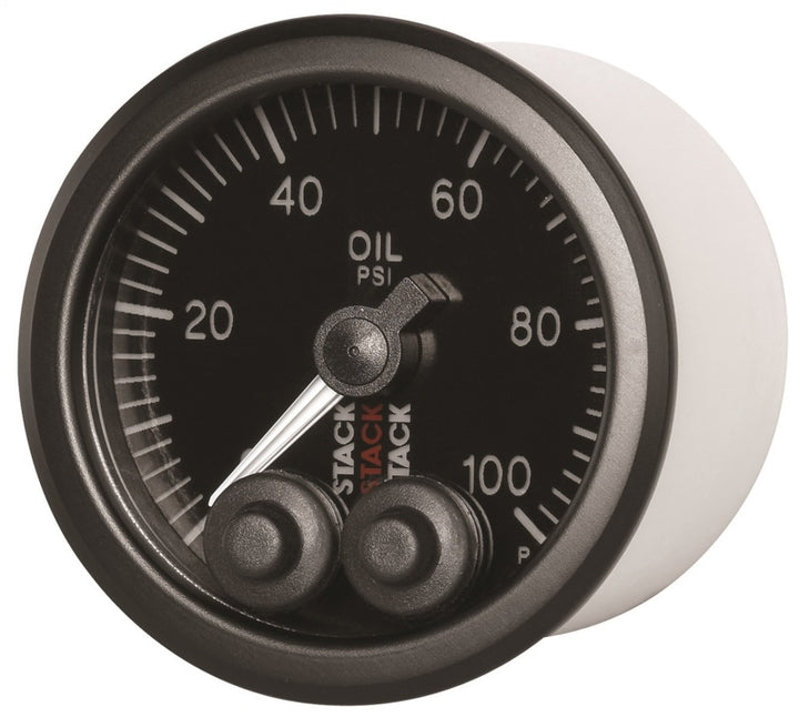 Autometer Stack Instruments Pro Control 52mm 0-100 PSI Oil Pressure Gauge - Black (1/8in NPTF Male) - Bull Strap