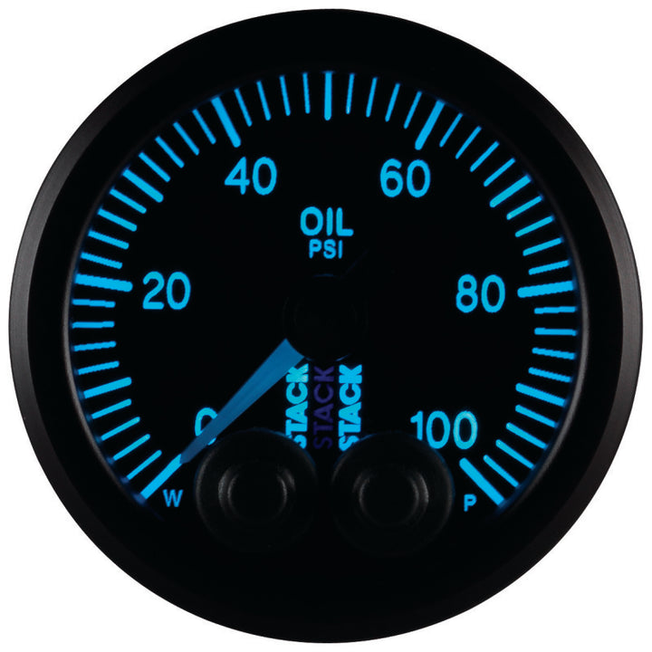 Autometer Stack Instruments Pro Control 52mm 0-100 PSI Oil Pressure Gauge - Black (1/8in NPTF Male) - Bull Strap