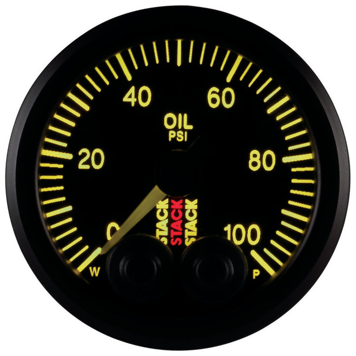 Autometer Stack Instruments Pro Control 52mm 0-100 PSI Oil Pressure Gauge - Black (1/8in NPTF Male) - Bull Strap
