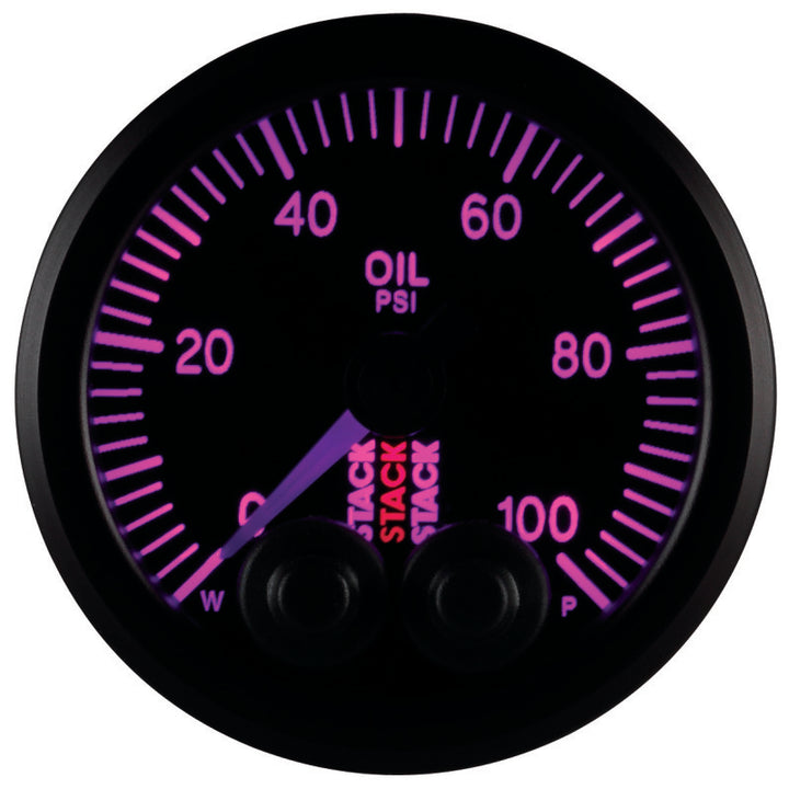 Autometer Stack Instruments Pro Control 52mm 0-100 PSI Oil Pressure Gauge - Black (1/8in NPTF Male) - Bull Strap