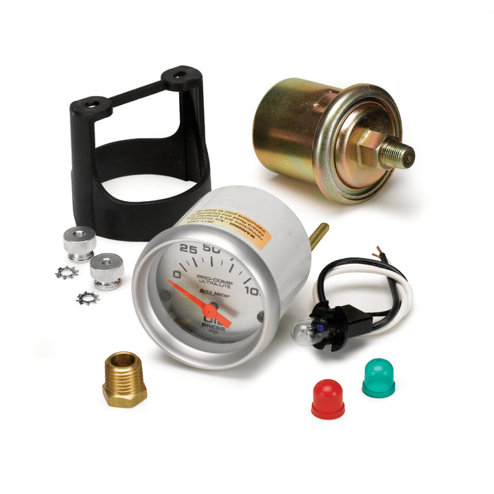Autometer Ultra-Lite 52mm 0-100 PSI Electronic Oil Pressure Gauge - Bull Strap