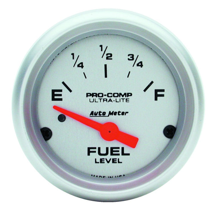 Autometer Ultra-Lite 52mm 0 OHMS Empty/90 OHMS Full Short Sweep Electronic Fuel Level Gauge - Bull Strap