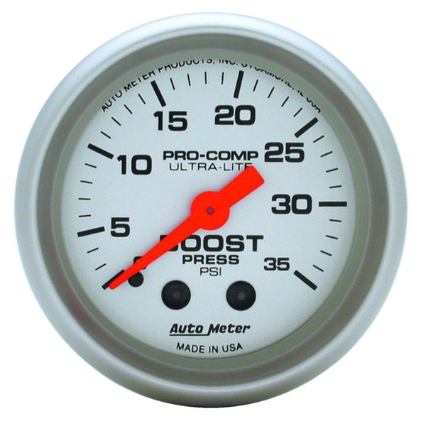 Autometer Ultra-Lite 52mm 35 PSI Mechanical  Boost Gauge - Bull Strap