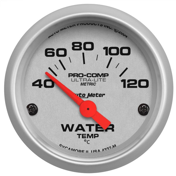 Autometer Ultra-Lite 52mm 40-120 Deg C Short Sweep Electronic Water Temp Gauge - Bull Strap