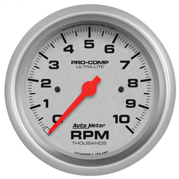 Autometer Ultra-Lite 87.5mm 10K RPM In Dash Tach - Bull Strap