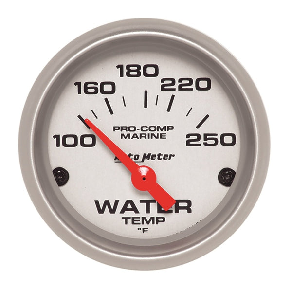 Autometer Water Temp Gauge 2 1/6in 100-200 Degree F Electric Marine Silver - Bull Strap