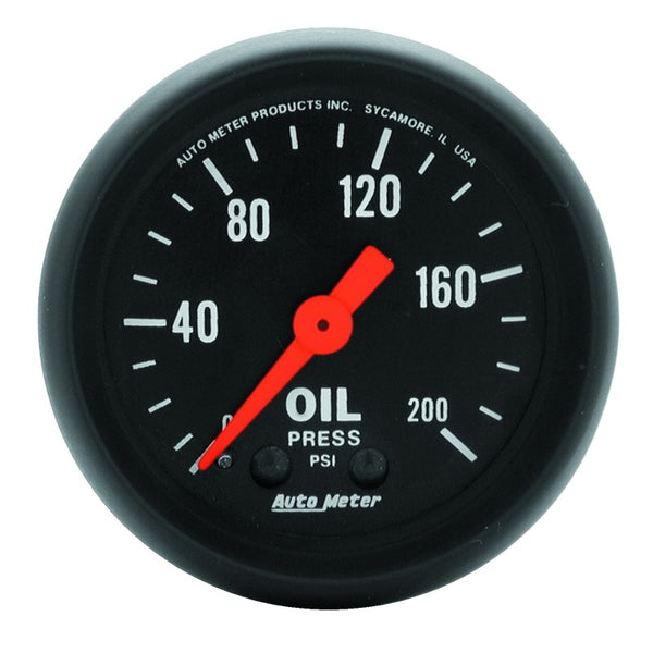 Autometer Z Series 52mm 0-200 PSI Mechanical Oil Pressure Gauge - Bull Strap