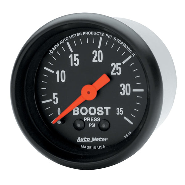 Autometer Z Series 52mm 0-35 PSI Mechanical Boost Gauge - Bull Strap