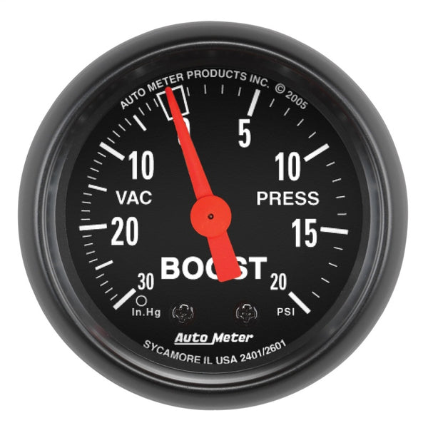 Autometer Z Series 52mm 20 PSI Mechanical Boost Vacumm Gauge - Bull Strap