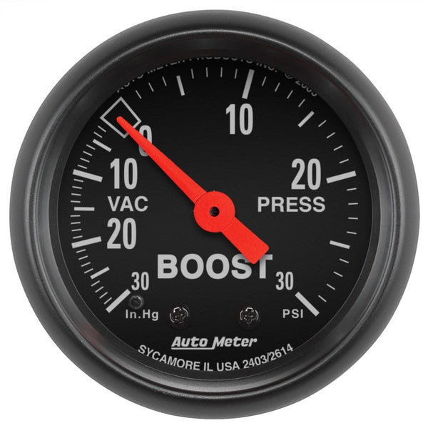 Autometer Z Series 52mm 30 In Hg.-Vac. / 30 PSI Boost / Vacuum Gauge - Bull Strap