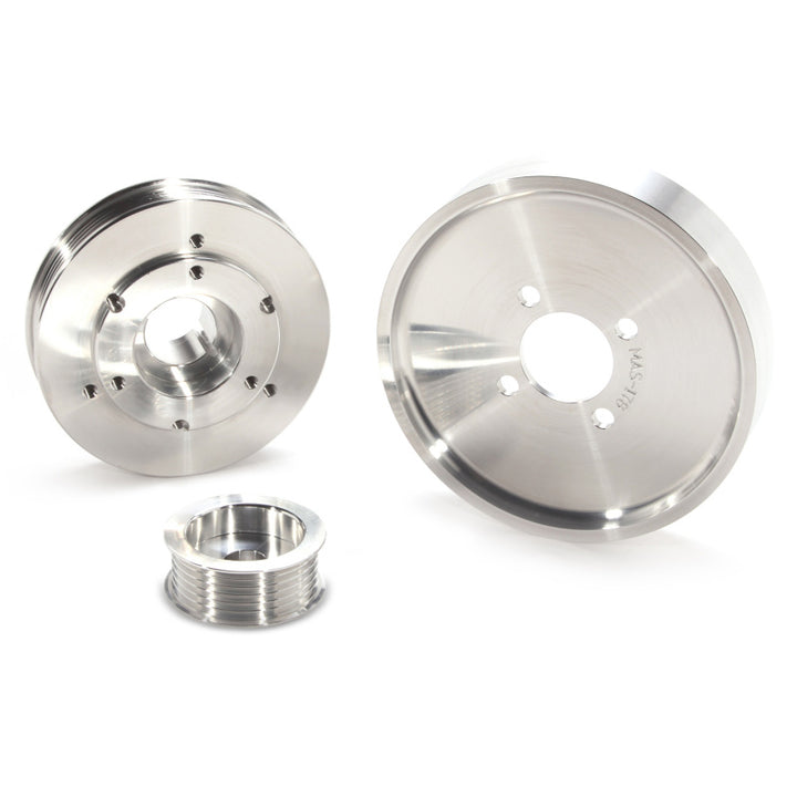 BBK 02-04 Mustang 4.6 GT Underdrive Pulley Kit - Lightweight CNC Billet Aluminum (3pc) - Bull Strap