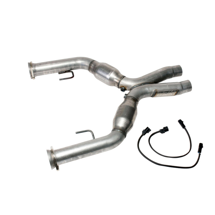 BBK 05-10 Mustang 4.6 Short Mid X Pipe With Catalytic Converters 2-3/4 For BBK Long Tube Headers - Bull Strap