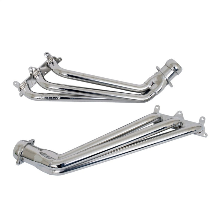 BBK 10-11 Camaro V6 Long Tube Exhaust Headers With Converters - 1-5/8 Chrome - Bull Strap
