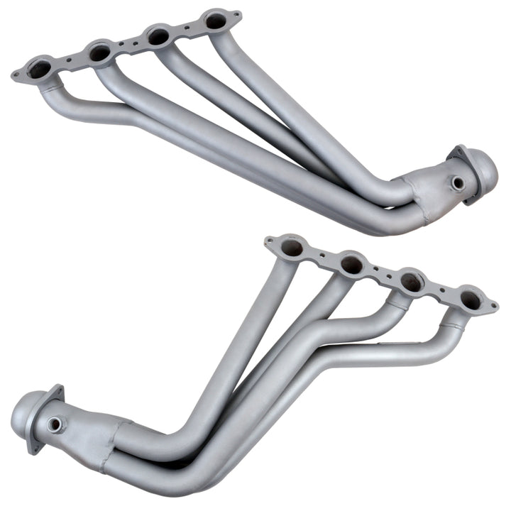 BBK 10-15 Camaro LS3 L99 Long Tube Exhaust Headers With Converters - 1-3/4 Chrome - Bull Strap