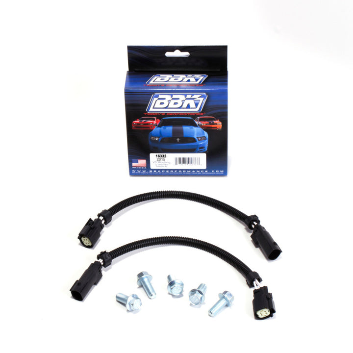 BBK 2015 Mustang GT V6 6-Pin Front O2 Sensor Wire Harness Extensions 12 (pair) And Bolt Kit - Bull Strap