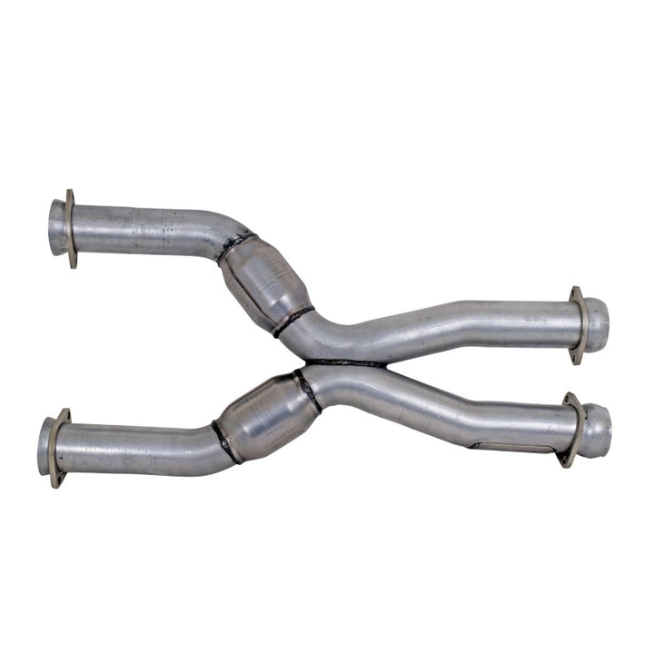 BBK 79-04 Mustang Coyote Swap Short Mid X Pipe w Catalytic Converters 3.0 For BBK Long Tube Headers - Bull Strap