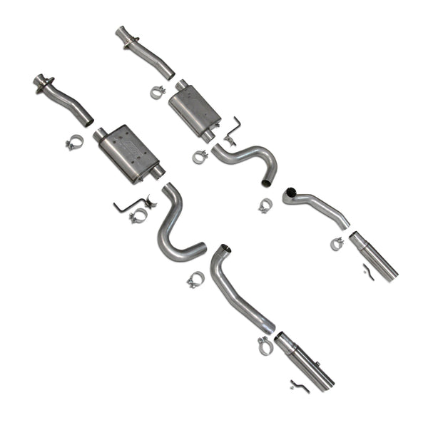 BBK 86-04 Mustang Cat Back Kit Varitune Mufflers Stainless Steel Tips - Bull Strap