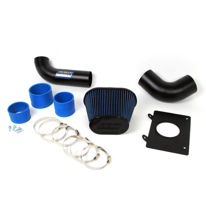 BBK 86-93 Mustang 5.0 Cold Air Intake Kit - Fenderwell Style - Blackout Finish - Bull Strap
