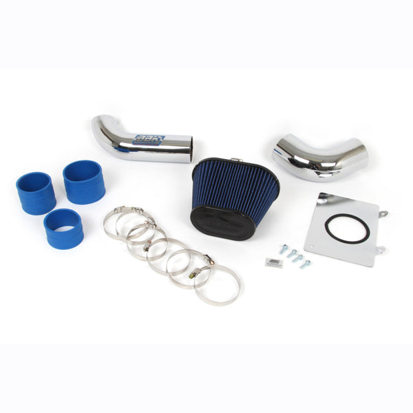 BBK 86-93 Mustang 5.0 Cold Air Intake Kit - Fenderwell Style - Chrome Finish - Bull Strap