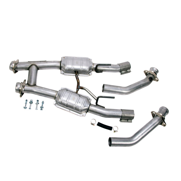 BBK 86-93 Mustang 5.0 High Flow H Pipe With Catalytic Converters - 2-1/2 - Bull Strap