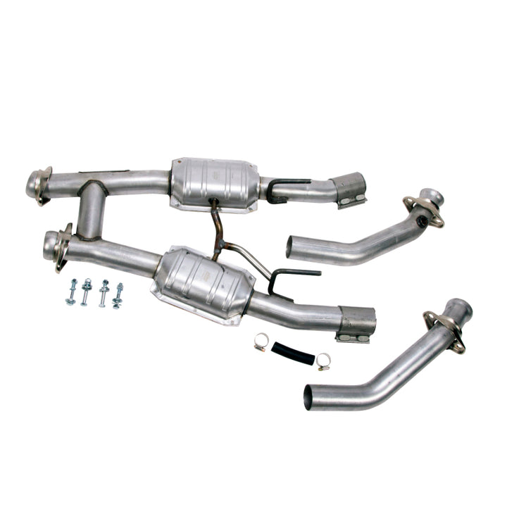 BBK 86-93 Mustang 5.0 High Flow H Pipe With Catalytic Converters - 2-1/2 - Bull Strap