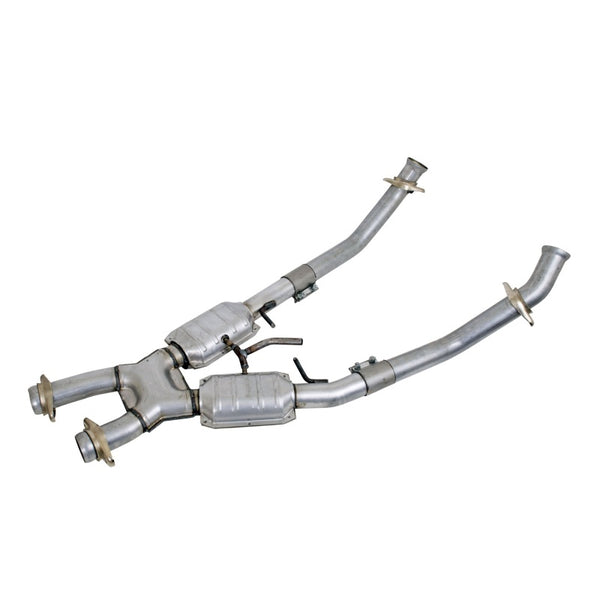 BBK 86-93 Mustang 5.0 High Flow X Pipe With Catalytic Converters - 2-1/2 - Bull Strap