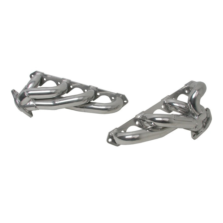 BBK 87-95 Ford F150 Truck 5.0 302 Shorty Unequal Length Exhaust Headers - 1-5/8 Silver Ceramic - Bull Strap