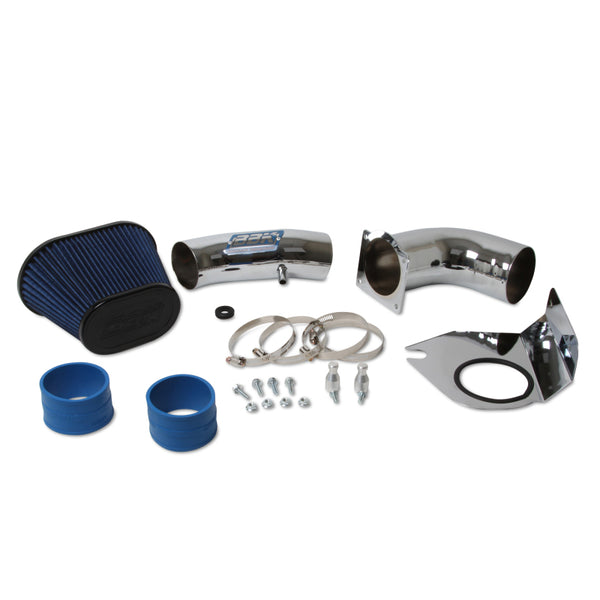 BBK 94-95 Mustang 5.0 Cold Air Intake Kit - Chrome Finish - Bull Strap