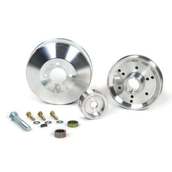 BBK 96-01 Mustang 4.6 GT Cobra Underdrive Pulley Kit - Lightweight CNC Billet Aluminum (3pc) - Bull Strap