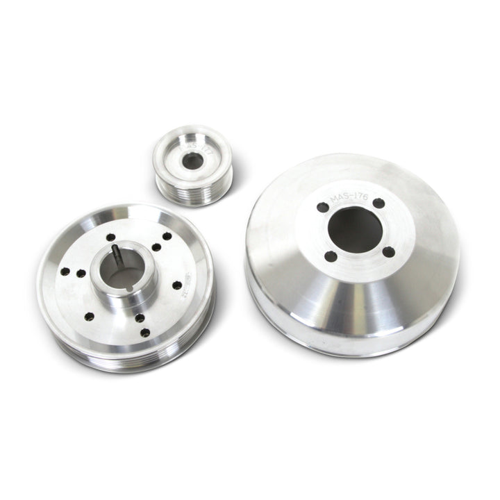 BBK 96-01 Mustang 4.6 GT Cobra Underdrive Pulley Kit - Lightweight CNC Billet Aluminum (3pc) - Bull Strap