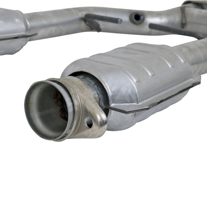 BBK 96-04 Mustang 4.6 GT / Cobra Short Mid H Pipe w Catalytic Converters 2-1/2 For Long Tube Headers - Bull Strap