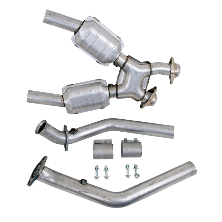 BBK 99-04 Mustang 4.6 GT / Cobra High Flow X Pipe With Catalytic Converters - 2-1/2 - Bull Strap