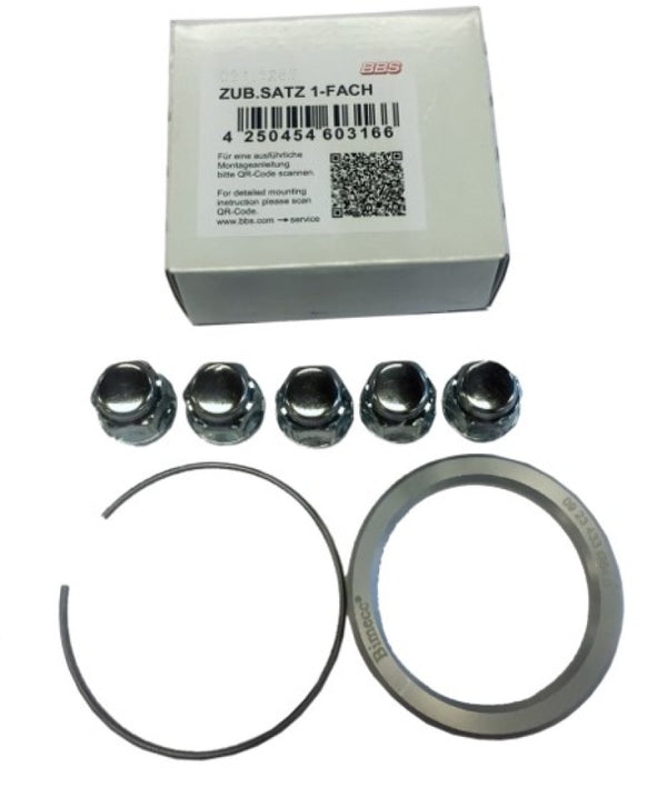 BBS PFS KIT - Subaru 5x114.3 - Includes 82mm OD - 56mm ID Ring / 82mm Clip / Lug Nuts - Bull Strap
