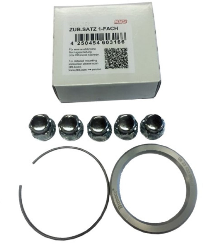 BBS PFS KIT - Subaru 5x114.3 - Includes 82mm OD - 56mm ID Ring / 82mm Clip / Lug Nuts - Bull Strap