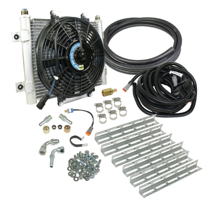 BD Diesel Xtruded Trans Oil Cooler - 1/2 inch Cooler Lines - Bull Strap