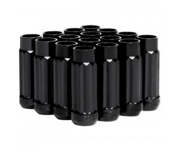 BLOX Racing 12-Sided P17 Tuner Lug Nuts 12x1.5 - Black Steel - Set of 16 - Bull Strap